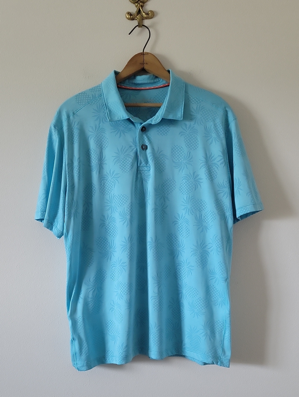Tommy Bahama IslandZone Aqua Pineapple Jacquard Polo Size‎ XL